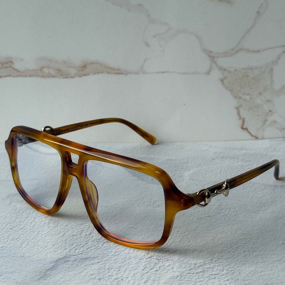 NEW Gucci GG2052S Brown Bluelight Horsebit Aviator Sunglasses $515